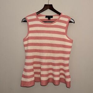 St. John Striped Knit Peplum Top